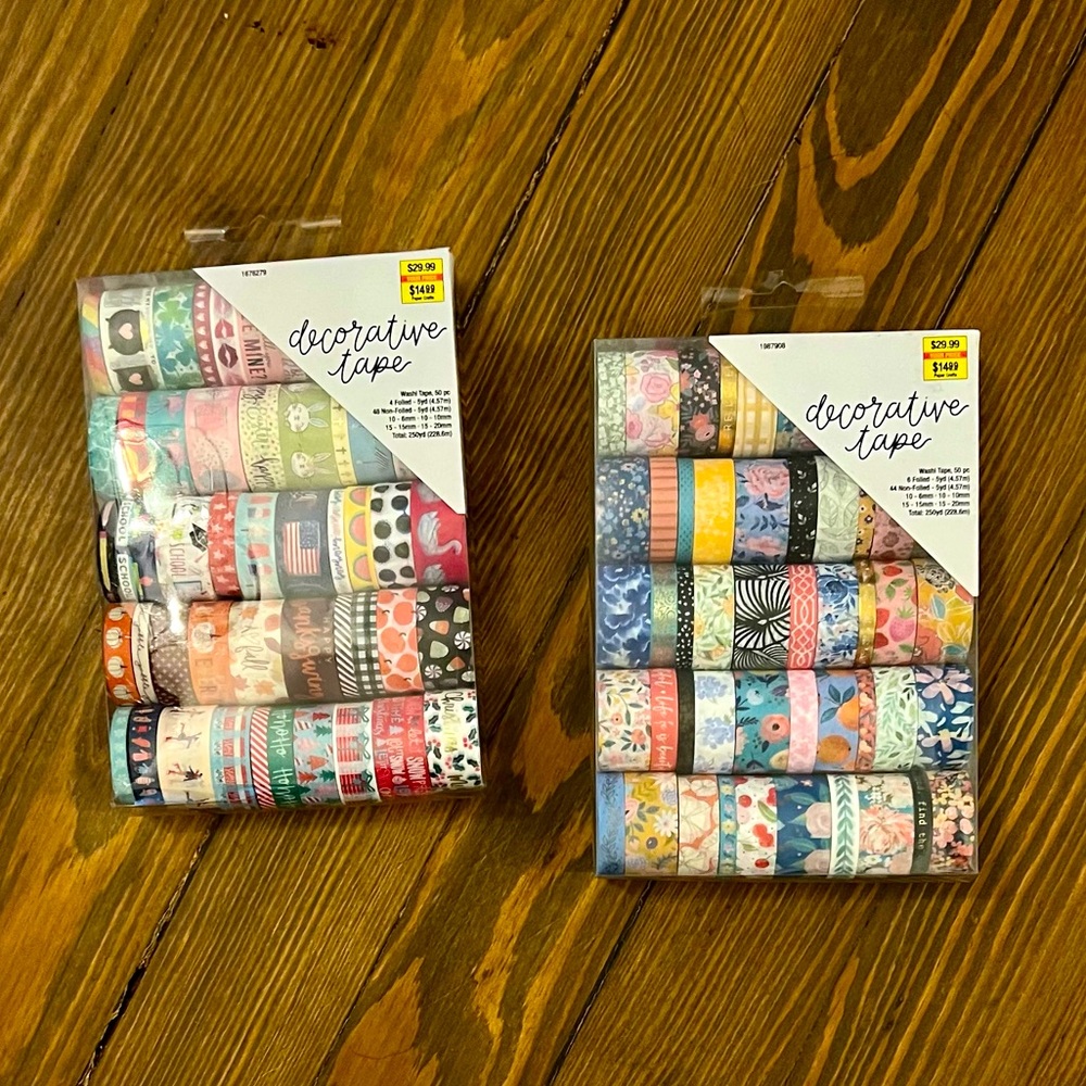 Washi Tape Two 50 Piece Boxes Holiday Theme and Florals NWT